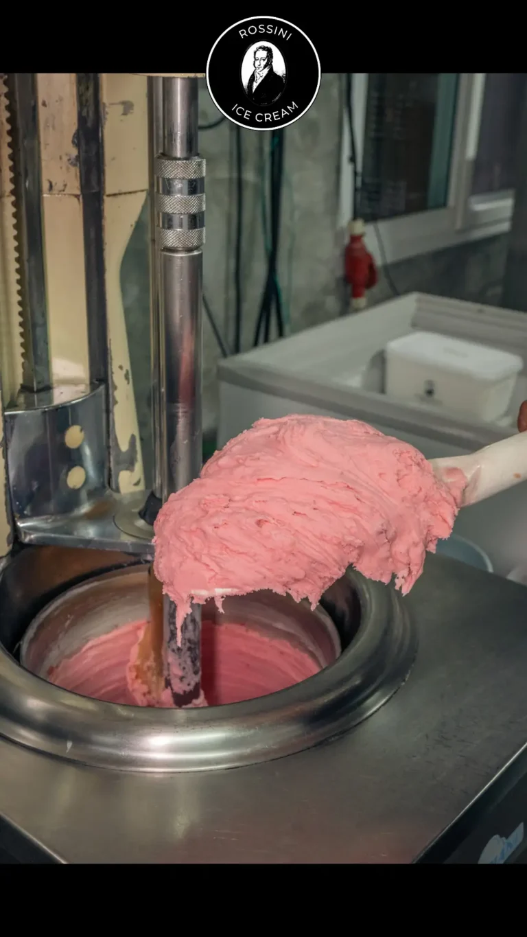 Professional strawberry ice cream making